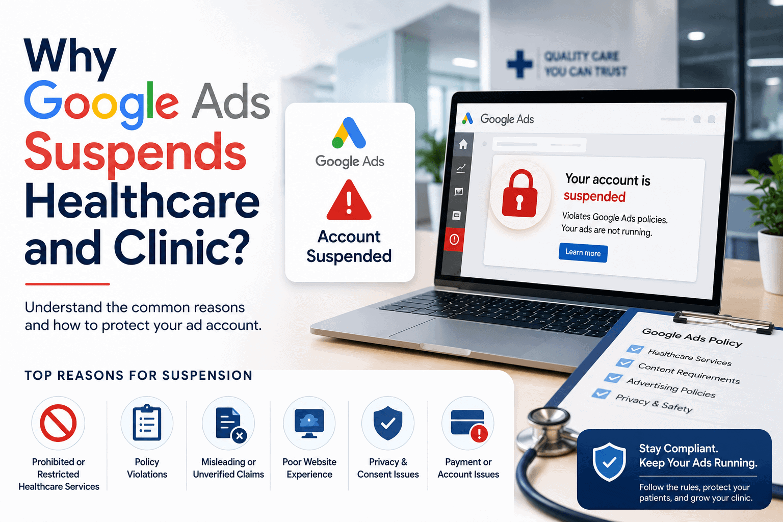 Why Google Ads suspends healthcare and clinic accounts