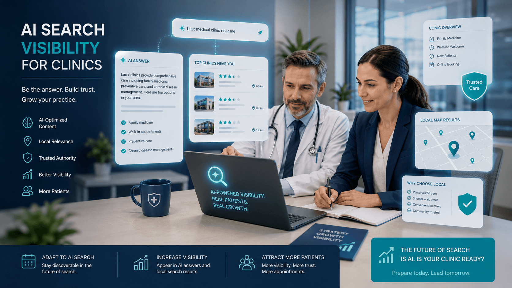AI search visibility strategy for healthcare clinics